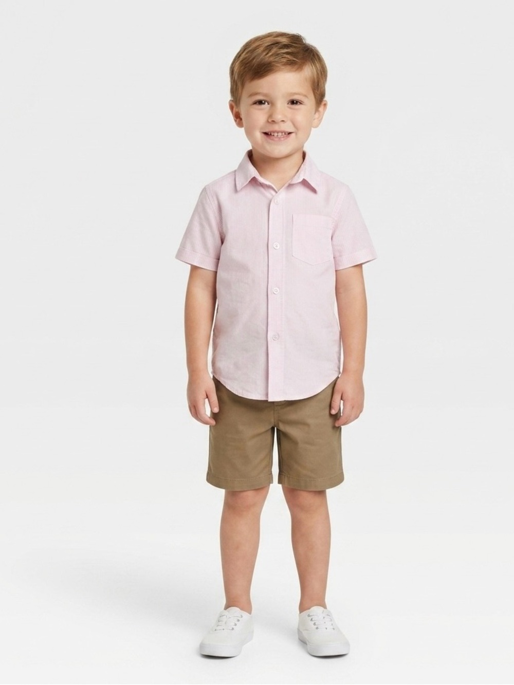 Cat & Jack Boys XS (4-5) Pink Pinstripe Button-Down Shirt